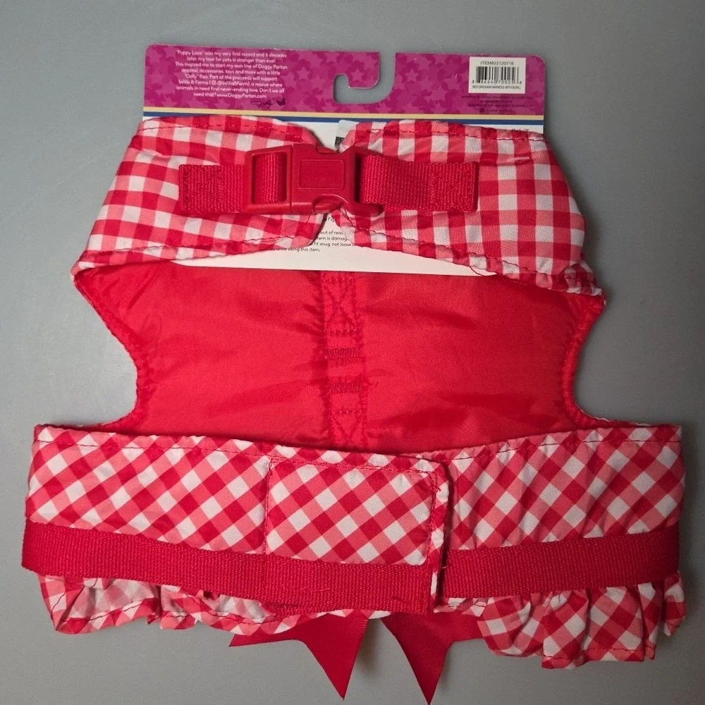 Doggy‎ Parton Red & White, Satin Bow, Ruffles,& Butterflies Puppy/Dog Harness, L